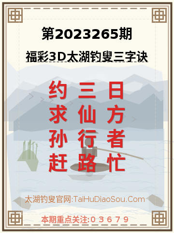 第2023265期太湖钓叟字谜